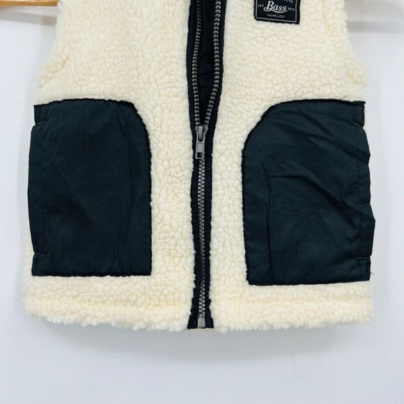 Sherpa Vest by G.H. Bass, Size 2T, Cream and Black Full Zip Pockets High Pile - Picture 4 of 9